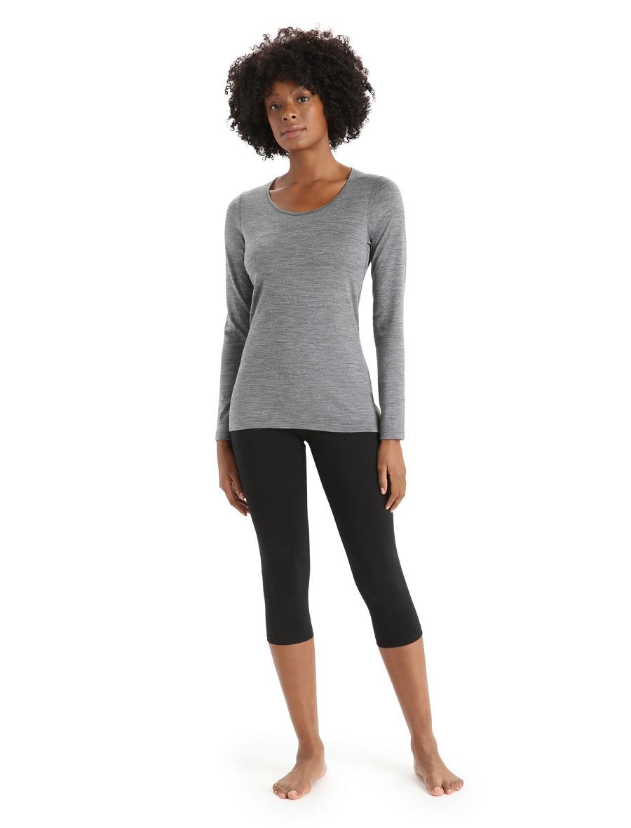 Base Layers Icebreaker Merino 200 Oasis Long Sleeve Scoop Neck Thermal Top Damskie Szare | PL 1071AHKP